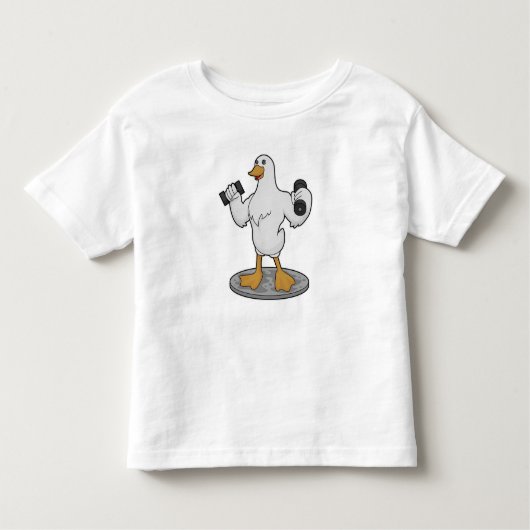 Duck als Bodybuilder mit Dumbells Kleinkind T-shirt (Vorderseite)