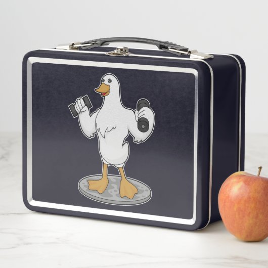 Duck als Bodybuilder mit Dumbells Metall Brotdose (Beispiel)