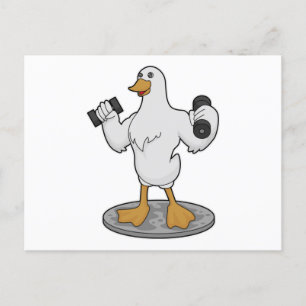 Duck als Bodybuilder mit Dumbells Postkarte