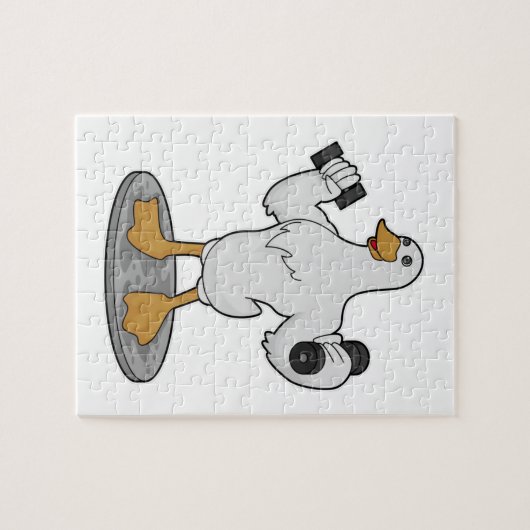 Duck als Bodybuilder mit Dumbells Puzzle (Horizontal)