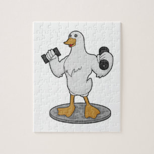 Duck als Bodybuilder mit Dumbells Puzzle