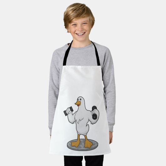 Duck als Bodybuilder mit Dumbells Schürze (Getragen)