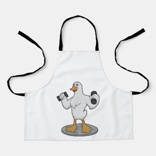 Duck als Bodybuilder mit Dumbells Schürze (Vorderseite)