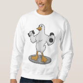Duck als Bodybuilder mit Dumbells Sweatshirt (Vorderseite)