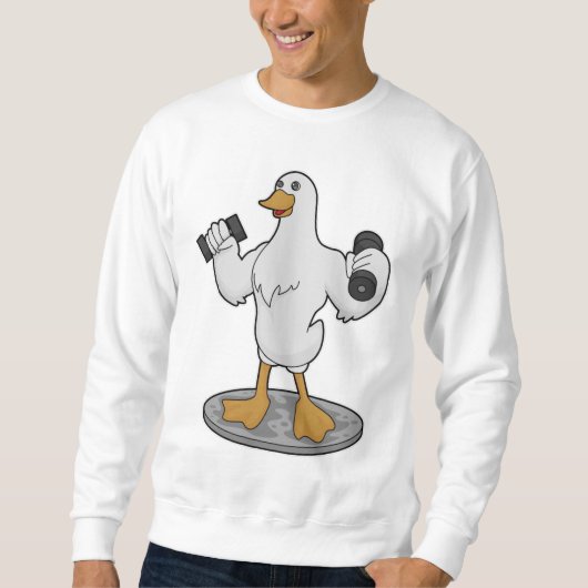 Duck als Bodybuilder mit Dumbells Sweatshirt (Vorderseite)