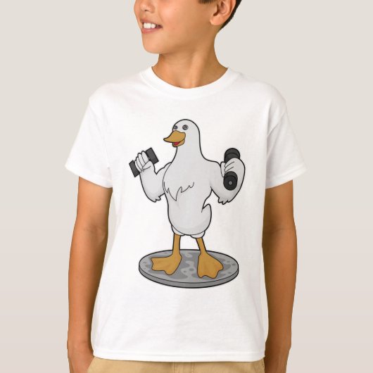 Duck als Bodybuilder mit Dumbells T-Shirt (Vorderseite)