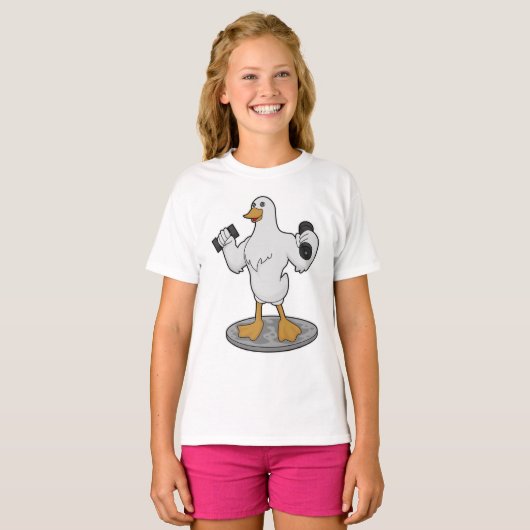 Duck als Bodybuilder mit Dumbells T-Shirt (Vorne ganz)