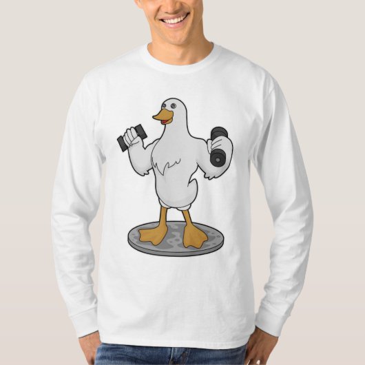 Duck als Bodybuilder mit Dumbells T-Shirt (Vorderseite)