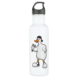 Duck als Handwerker mit Tool & Cap Edelstahlflasche