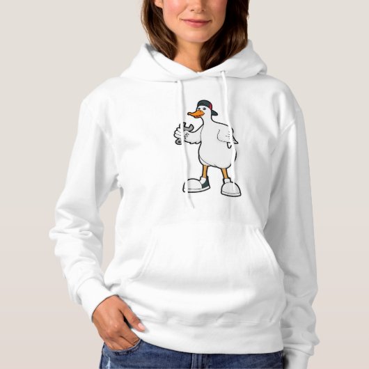 Duck als Handwerker mit Tool & Cap Hoodie (Vorderseite)