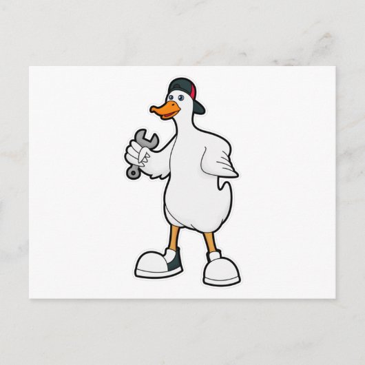 Duck als Handwerker mit Tool & Cap Postkarte (Vorderseite)