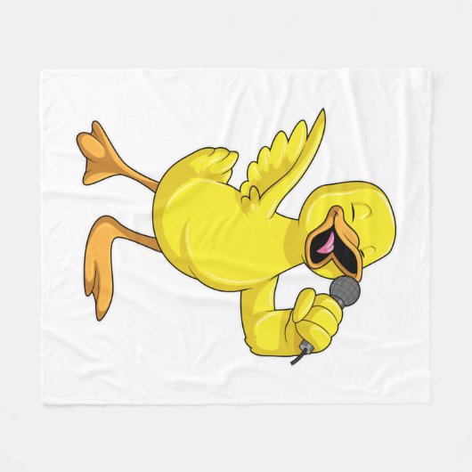 Duck als Sänger mit Mikrofon Fleecedecke (Vorderseite (Horizontal))