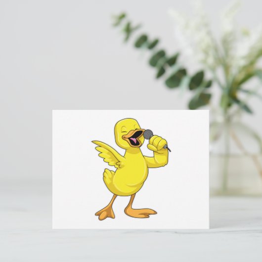Duck als Sänger mit Mikrofon Postkarte (Stehend Vorderseite)