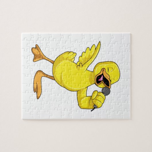 Duck als Sänger mit Mikrofon Puzzle (Horizontal)