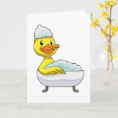 Duck am Baden mit Badewanne & Schaumbad Karte (Gelbe Blume)