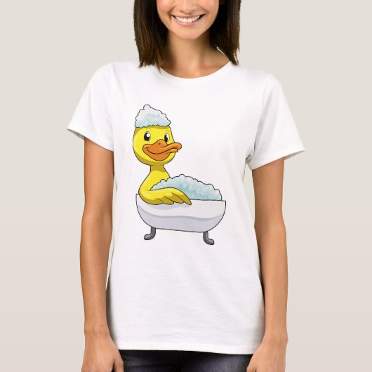 Duck am Baden mit Badewanne & Schaumbad T-Shirt (Vorderseite)