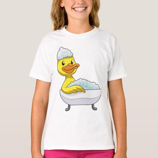 Duck am Baden mit Badewanne & Schaumbad T-Shirt (Vorderseite)