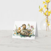 Duck and Duckling water color Grußkarte der Mutter Karte (Gelbe Blume)
