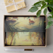 Duck and Ducklings in a Pond at Sunrise Seidenpapier (Geschenk)