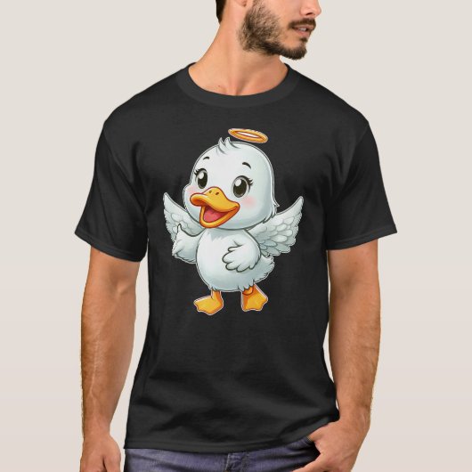 Duck Angel Duck with Wings Halo Cartoon T-Shirt (Vorderseite)