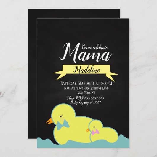 Duck Aquatic Gender Neutral Baby Dusche Einladung (Vorne/Hinten)