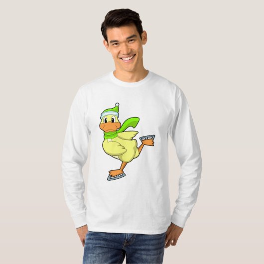 Duck at Ice skating with Ice skates T-Shirt (Vorne ganz)
