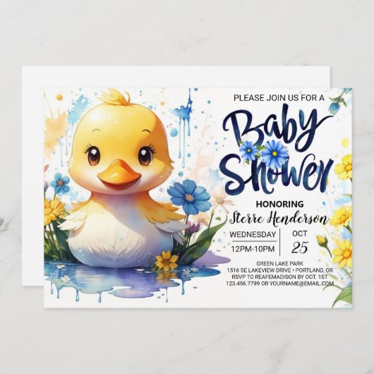 Duck Baby Shower Adventure Einladung (Vorne/Hinten)