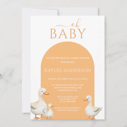 Duck Baby Shower Einladung (Vorderseite)