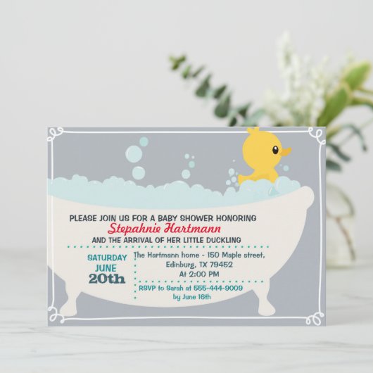 Duck Baby Shower Einladung (Stehend Vorderseite)