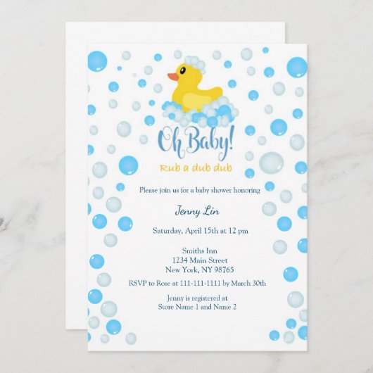 Duck Baby Shower Einladung (Vorne/Hinten)