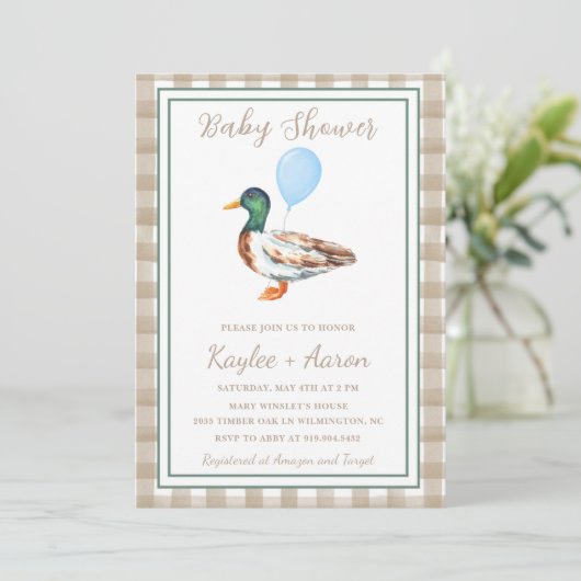 Duck Baby Shower Einladung (Stehend Vorderseite)