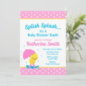 Duck Baby Shower Einladung Girl Pink (Stehend Vorderseite)