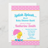 Duck Baby Shower Einladung Girl Pink (Vorne/Hinten)