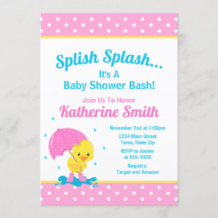 Duck Baby Shower Einladung Girl Pink