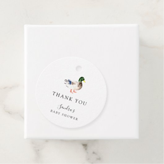 Duck Baby Shower Elegant Danke Script Chic Geschenkanhänger (Beispiel)