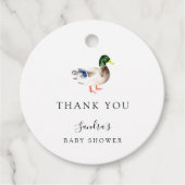 Duck Baby Shower Elegant Danke Script Chic Geschenkanhänger (Vorderseite)