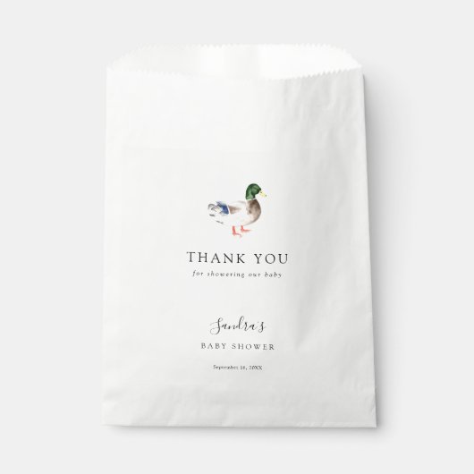Duck Baby Shower Elegant Danke Script Chic Geschenktütchen (Vorderseite)