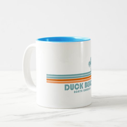 Duck Beach North Carolina Sun Palm Trees Zweifarbige Tasse (Vorderseite Links)