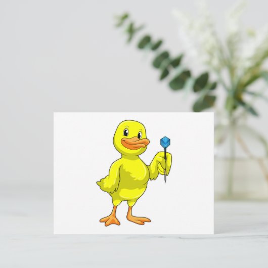 Duck bei Darts mit Dart Postkarte (Stehend Vorderseite)