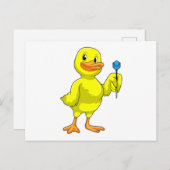 Duck bei Darts mit Dart Postkarte (Vorne/Hinten)