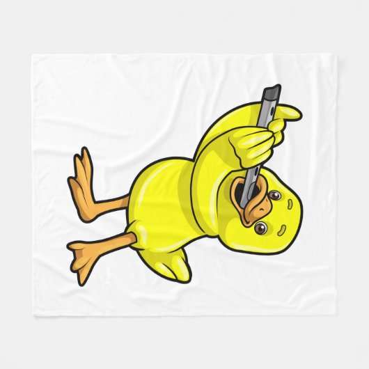 Duck bei Musik mit Flute Fleecedecke (Vorderseite (Horizontal))