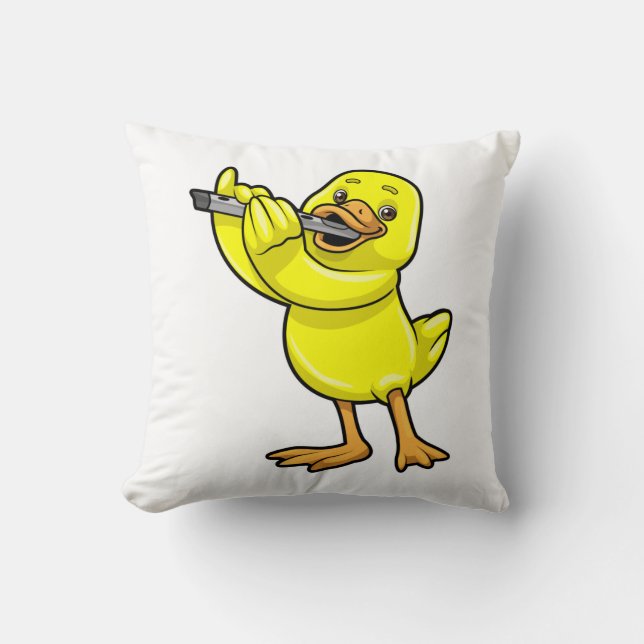 Duck bei Musik mit Flute Kissen (Vorderseite)