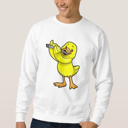Duck bei Musik mit Flute Sweatshirt (Vorderseite)