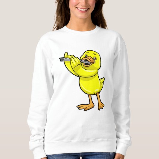 Duck bei Musik mit Flute Sweatshirt (Vorderseite)