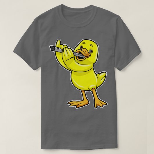 Duck bei Musik mit Flute T-Shirt (Design vorne)