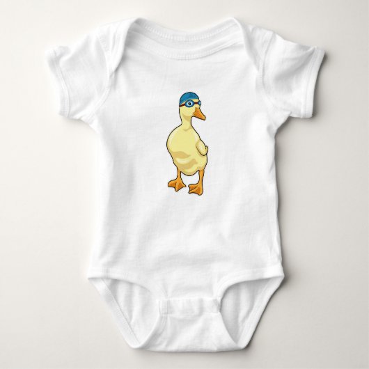 Duck beim Baden mit Schwimmbrille Baby Strampler (Vorderseite)