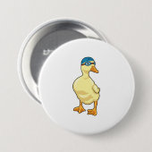 Duck beim Baden mit Schwimmbrille Button (Vorne & Hinten)