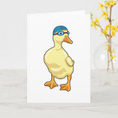 Duck beim Baden mit Schwimmbrille Karte (Gelbe Blume)