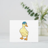 Duck beim Baden mit Schwimmbrille Postkarte (Stehend Vorderseite)