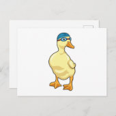 Duck beim Baden mit Schwimmbrille Postkarte (Vorne/Hinten)
